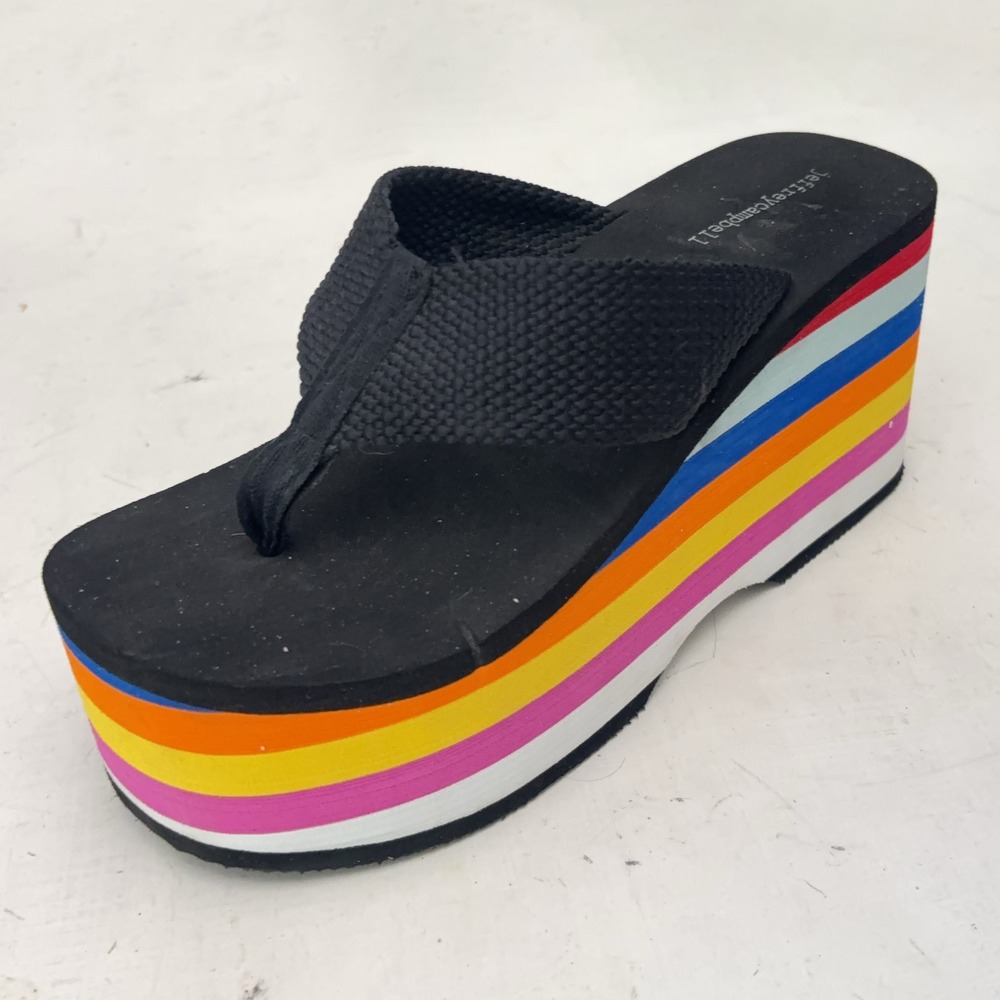Jeffrey Campbell Wavin Platform Flip Flop Rainbow Womens 10 Foam Dopamine